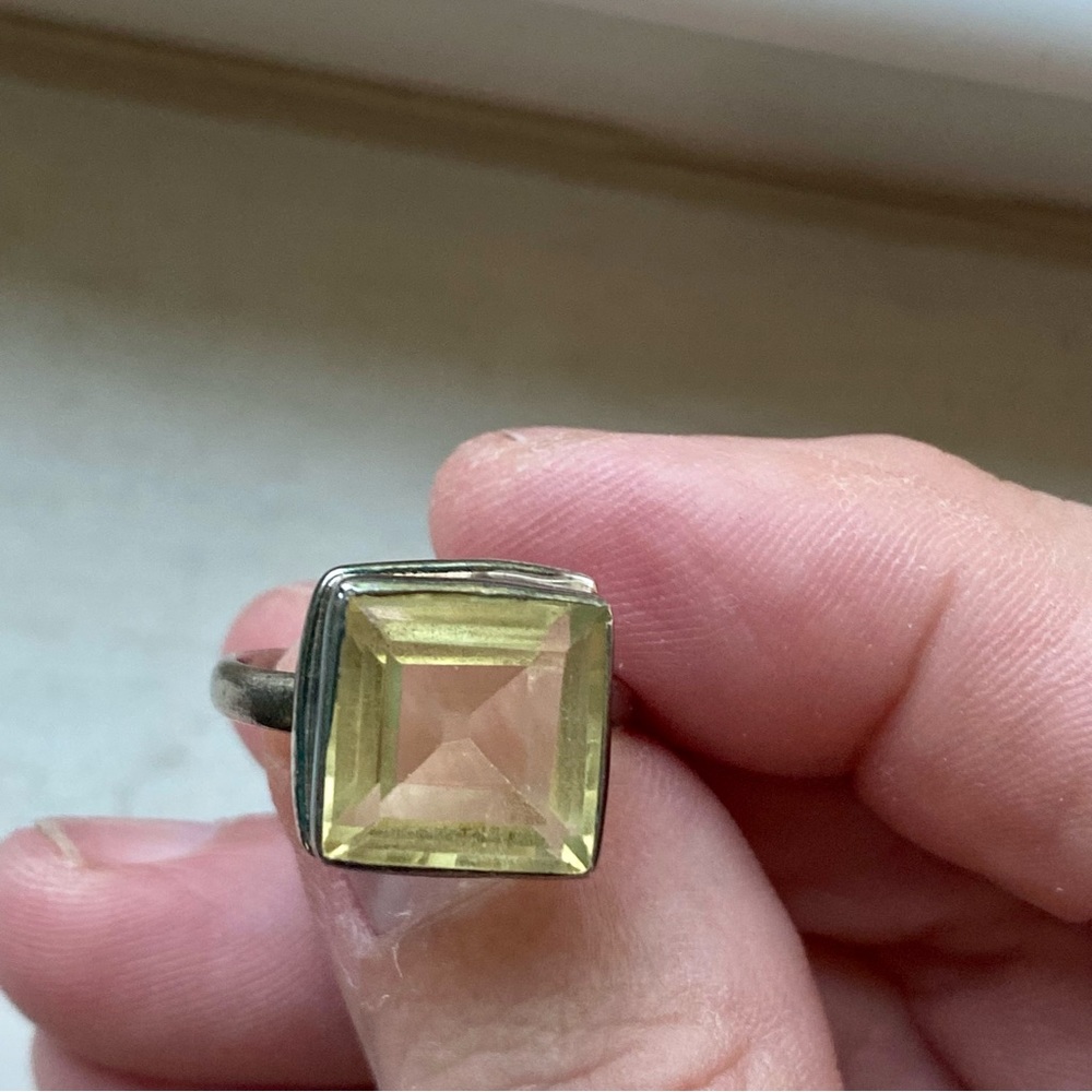 Sterling Yellow Stone Ring - image 2